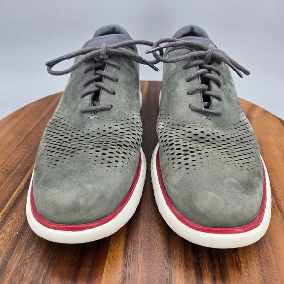 Cole Haan 2.Zerogrand Oxfords Men's 8.5 M Gray Suede Leather Laser Wingtip Shoes - Picture 2 of 8